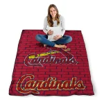 st louis cardinals brick grid red quilt blanket best selling