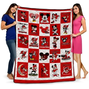 tampa bay buccaneers mickey pattern red white quilt blanket best selling