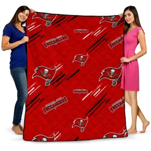 tampa bay buccaneers sketch lines red quilt blanket best selling