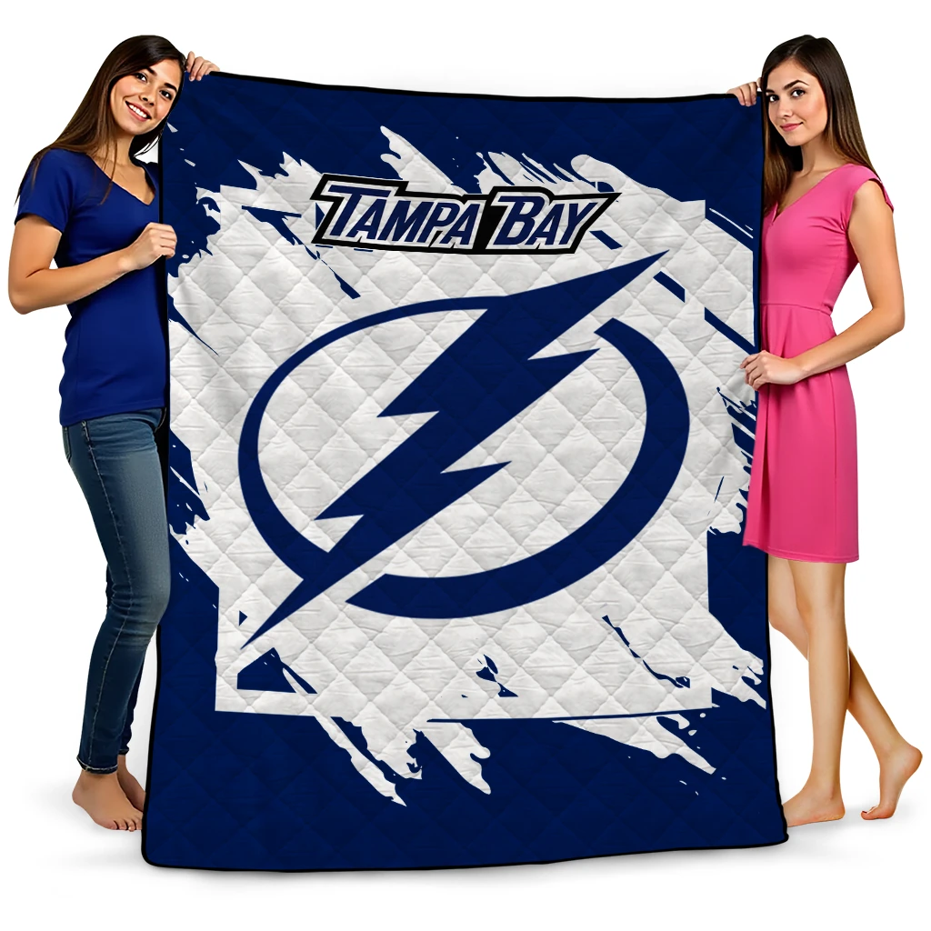 tampa bay lightning block border blue quilt blanket best selling