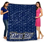 tampa bay lightning brick grid blue quilt blanket best selling