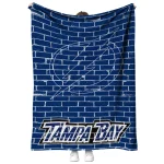tampa bay lightning brick grid blue quilt blanket best selling