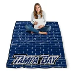tampa bay lightning brick grid blue quilt blanket best selling