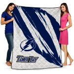 tampa bay lightning stroke art blue white quilt blanket best selling