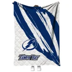 tampa bay lightning stroke art blue white quilt blanket best selling