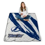 tampa bay lightning stroke art blue white quilt blanket best selling