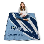 tampa bay rays stroke art navy white quilt blanket best selling