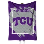 tcu horned frogs block border purple quilt blanket best selling