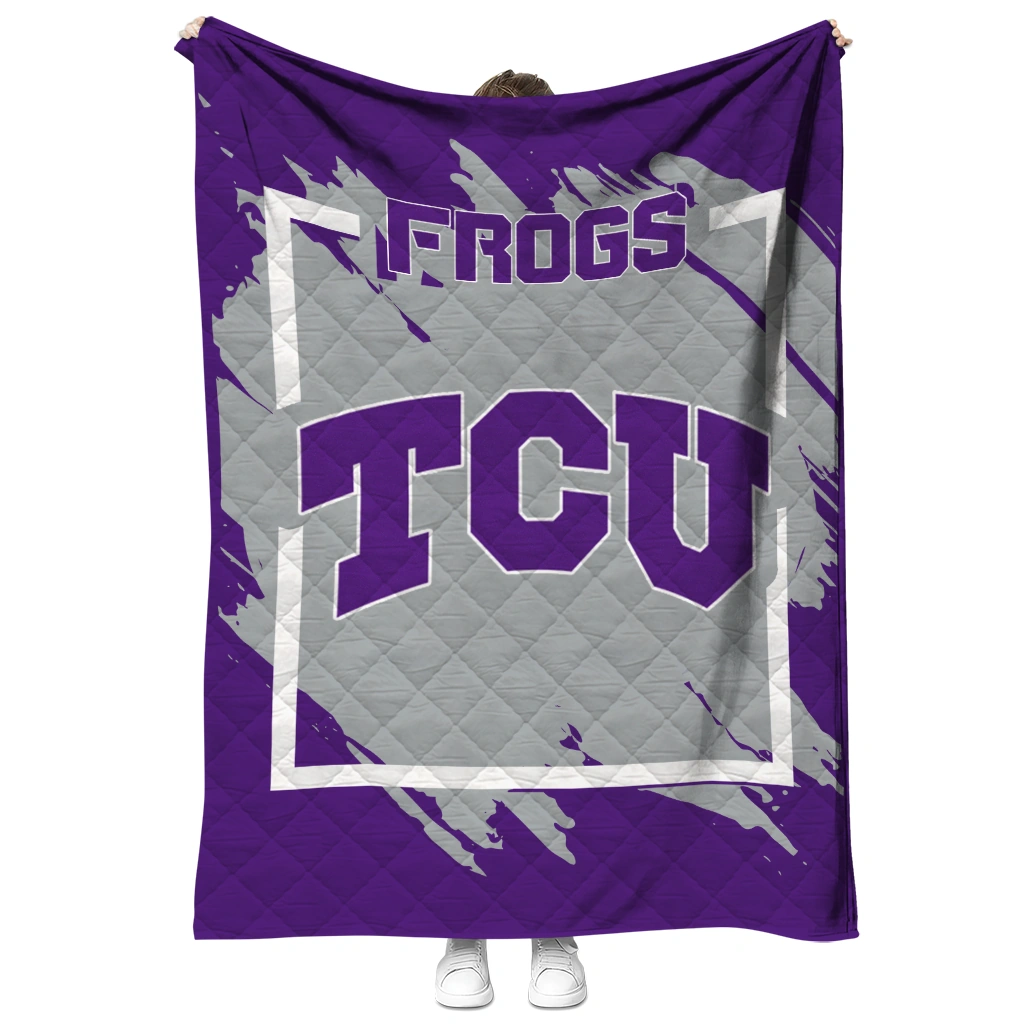 tcu horned frogs block border purple quilt blanket fashion forward tcu horned frogs block border purple quilt blanket fashion forward