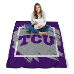 tcu horned frogs block border purple quilt blanket best selling