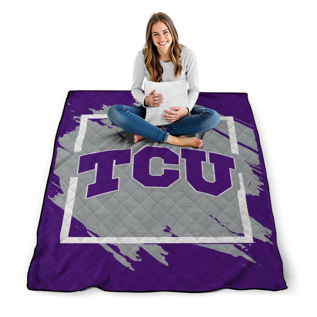 tcu horned frogs block border purple quilt blanket high quality tcu horned frogs block border purple quilt blanket high quality