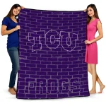 tcu horned frogs brick grid purple quilt blanket best selling