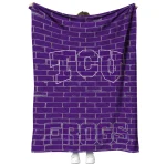 tcu horned frogs brick grid purple quilt blanket best selling
