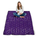 tcu horned frogs brick grid purple quilt blanket best selling