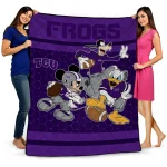 tcu horned frogs disney football purple quilt blanket best selling