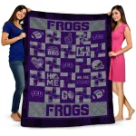 tcu horned frogs helmet heart purple quilt blanket best selling