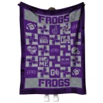 tcu horned frogs helmet heart purple quilt blanket best selling