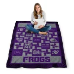 tcu horned frogs helmet heart purple quilt blanket best selling