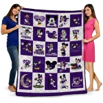 tcu horned frogs mickey mouse motif purple white quilt blanket best selling