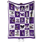 tcu horned frogs mickey mouse motif purple white quilt blanket best selling