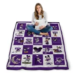 tcu horned frogs mickey mouse motif purple white quilt blanket best selling