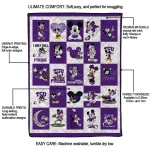 tcu horned frogs mickey mouse motif purple white quilt blanket best selling