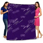 tcu horned frogs sketch lines purple quilt blanket best selling