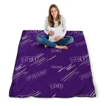 tcu horned frogs sketch lines purple quilt blanket best selling
