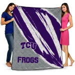 tcu horned frogs stroke art purple white quilt blanket best selling