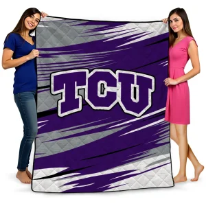 tcu horned frogs wild lines purple white quilt blanket best selling