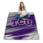 tcu horned frogs wild lines purple white quilt blanket best selling