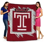 temple owls block border red quilt blanket best selling
