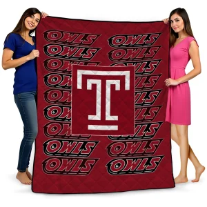 temple owls bold red quilt blanket best selling