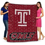 temple owls brick grid red quilt blanket best selling