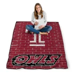 temple owls brick grid red quilt blanket best selling