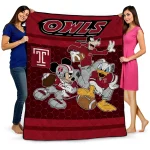 temple owls disney football red quilt blanket best selling