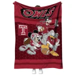 temple owls disney football red quilt blanket best selling