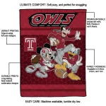 temple owls disney football red quilt blanket best selling