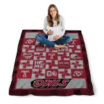 temple owls helmet heart red quilt blanket best selling
