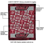 temple owls helmet heart red quilt blanket best selling