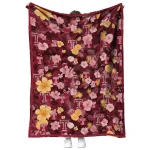 temple owls hibiscus foliage red quilt blanket best selling