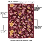 temple owls hibiscus foliage red quilt blanket best selling