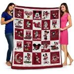 temple owls mickey mouse motif red white quilt blanket best selling
