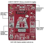 temple owls snoopy love red quilt blanket best selling