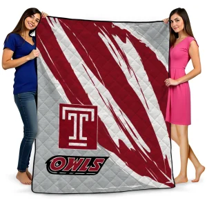 temple owls stroke art red white quilt blanket best selling