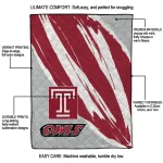 temple owls stroke art red white quilt blanket best selling