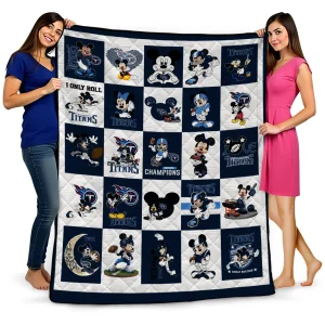 tennessee titans mickey pattern navy white quilt blanket best selling