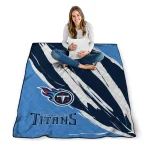 tennessee titans stroke art navy white quilt blanket best selling