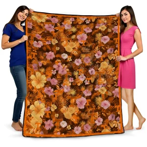 tennessee volunteers hibiscus foliage orange quilt blanket best selling