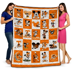 tennessee volunteers mickey mouse motif orange white quilt blanket best selling